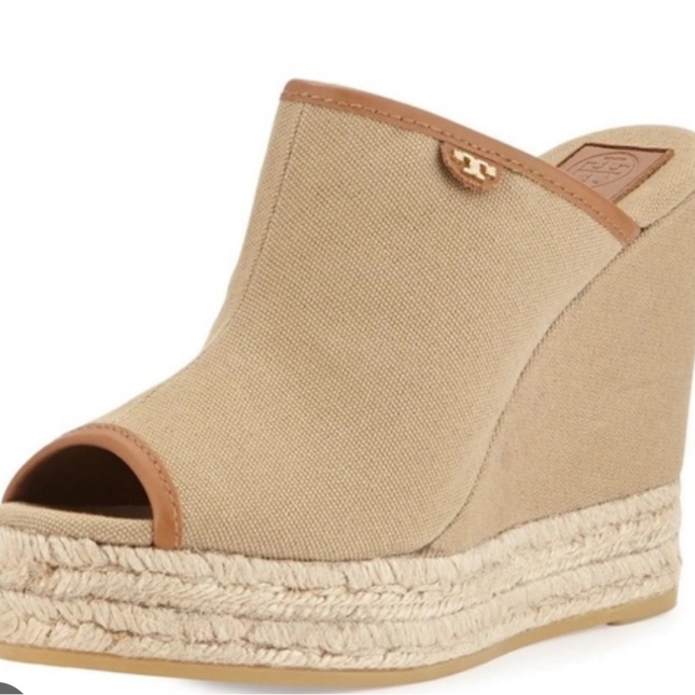 Tory Burch Tan Wedge Espadrilles